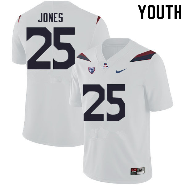 Youth #25 Valen Jones Arizona Wildcats College Football Jerseys Sale-White - Click Image to Close
